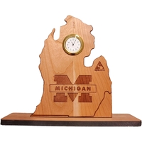 6" x 8" USA-made Michigan engraved hardwood desktop clocks.... from ASI 92531...