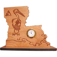 6" x 8" USA-Made Louisiana engraved hardwood desktop clocks.... from ASI...