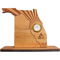 6" x 8" USA-made Florida Engraved Hardwood Desktop Clocks.... from ASI 92531...