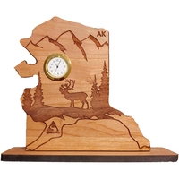 6" x 8" USA-made Alaska engraved hardwood desktop clocks.... from ASI 92531...