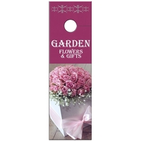 Door hanger, made from 12 pt. high density white paper board... from ASI...