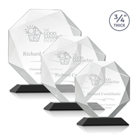 Starfire octagon shape award with faceted edges on a Black base.... from ASI...