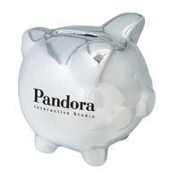 Metallic Silver Ceramic Piggy Bank