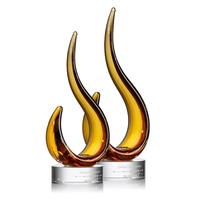 Hand blown amber glass award on clear optical base.... from ASI 84592 St...