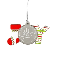 2.75" x 1.5" zinc alloy metal "JOY" Christmas ornament with string,... from...