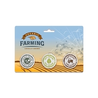 Three 1.25" Pin-Back Buttons on Backing Card