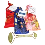 Jade Roller in Silk Brocade Pouch