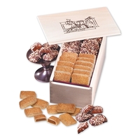 Wooden collector's box filled with English butter toffee and cinnamon...