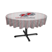 Full-color sublimation printed round table cloth with open back; measures...
