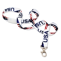 USA Flag patriotic dye-sublimated lanyard in vivid red, white & blue.... from...