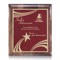 High gloss walnut wall plaque with a red plate.... from ASI 84592 St Regis...