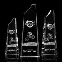 Brilliant bevels frame this magnificent Optical Crystal Tower award that...