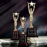 Gold plated award with rosewood-finish base.... from ASI 84592 St Regis Group...