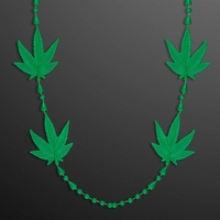 4-Charm Pot Leaf Necklace Cannabis Beads (Non-Light Up); Blank Pricing......