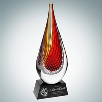 The Art Glass Red Orange Narrow Teardrop Award consist of both... from ASI...