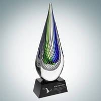 The Art Glass Ocean Green Narrow Teardrop Award consist of both... from ASI...