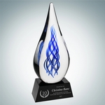 Art Glass Ocean River Award with Black Base