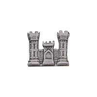Castle shape lapel pin with military clutch, up to 1 1/4".... from ASI 68760...
