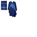 Royal and Light Blue Plaid Blanket Wrap Poncho