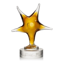 Hand blown 10 1/2" art glass award on a clear optical... from ASI 84592 St...