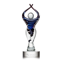Hand blown 16 1/2" high art glass award with figure shape... from ASI 84592...