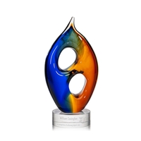 Hand blown art glass award on a clear optical round base.... from ASI 84592...
