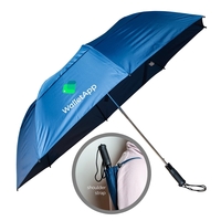 Auto open, vented folding umbrella with steel shaft, rubber handle, 58"......