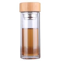 12 oz Double Wall Glass Bottle with Tea Infuser & Bamboo Lid