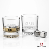 Crystalline on-the-rocks glasses are paired with a set of 4 stainless... from...