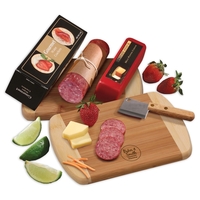 Bamboo cutting board with cheese, sausage, and crackers.... from ASI 68680...