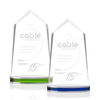 Stunning Starfire green award with beautiful colored optical aluminum base......