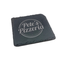 Slate coasters with 4 rubber feet and etched graphics.... from ASI 72521...