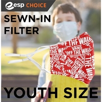 Youth sized three-ply face mask with sewn-in non-woven polypropylene layer,...