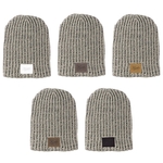 HABERDASHER 100% Cotton Knit Beanie with Leather Patch
