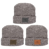 MILLINER Cuffed 100% Cotton Knit Beanie with Leather Patch