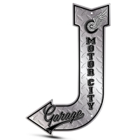 11.30" x 17.80" J-arrow shaped sign made of embossed, die-cut aluminum.......