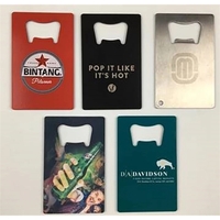 2.12" x 3.34" printed steel card bottle opener.... from ASI 92531 Unique...
