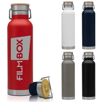 22 oz. powder coated stainless steel tumbler with twist on/off bamboo... from...