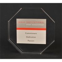 Octagon shaped acrylic award available in three sizes.... from ASI 45430...