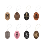 Dark Brown Leatherette Oval Ornament with Gold String