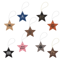 4" x 4" x 0.125" star-shaped leatherette Christmas ornament with silver......