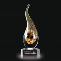 Hand blown 15" high art glass award on a clear optical... from ASI 84592 St...