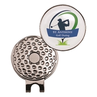 1.125" x 1" metal golf hat clip with removable ball marker... from ASI 52263...