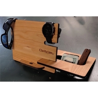 8" x 8" x 0.375" wooden desk organizer for phones, glasses,... from ASI 92531...