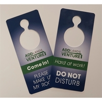 3.5" x 8" x .025" color-printed plastic door hanger. Made in... from ASI...