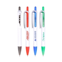5.50" x 0.50" plunger-action plastic ballpoint pen with translucent groove,...