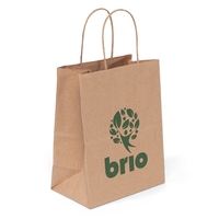 Eco-friendly brown kraft paper shopper with twisted paper handles and...
