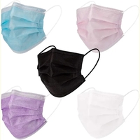 Disposable 3 layer masks. Comes in Blue, Black, Pink, White,... from ASI...