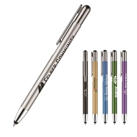 Denton plunger-action stylus pen with a sleek satin, metal barrel, chrome......