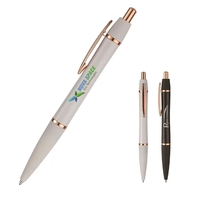 Marfa plunger-action pen with rose gold trim, a matching color rubberized......